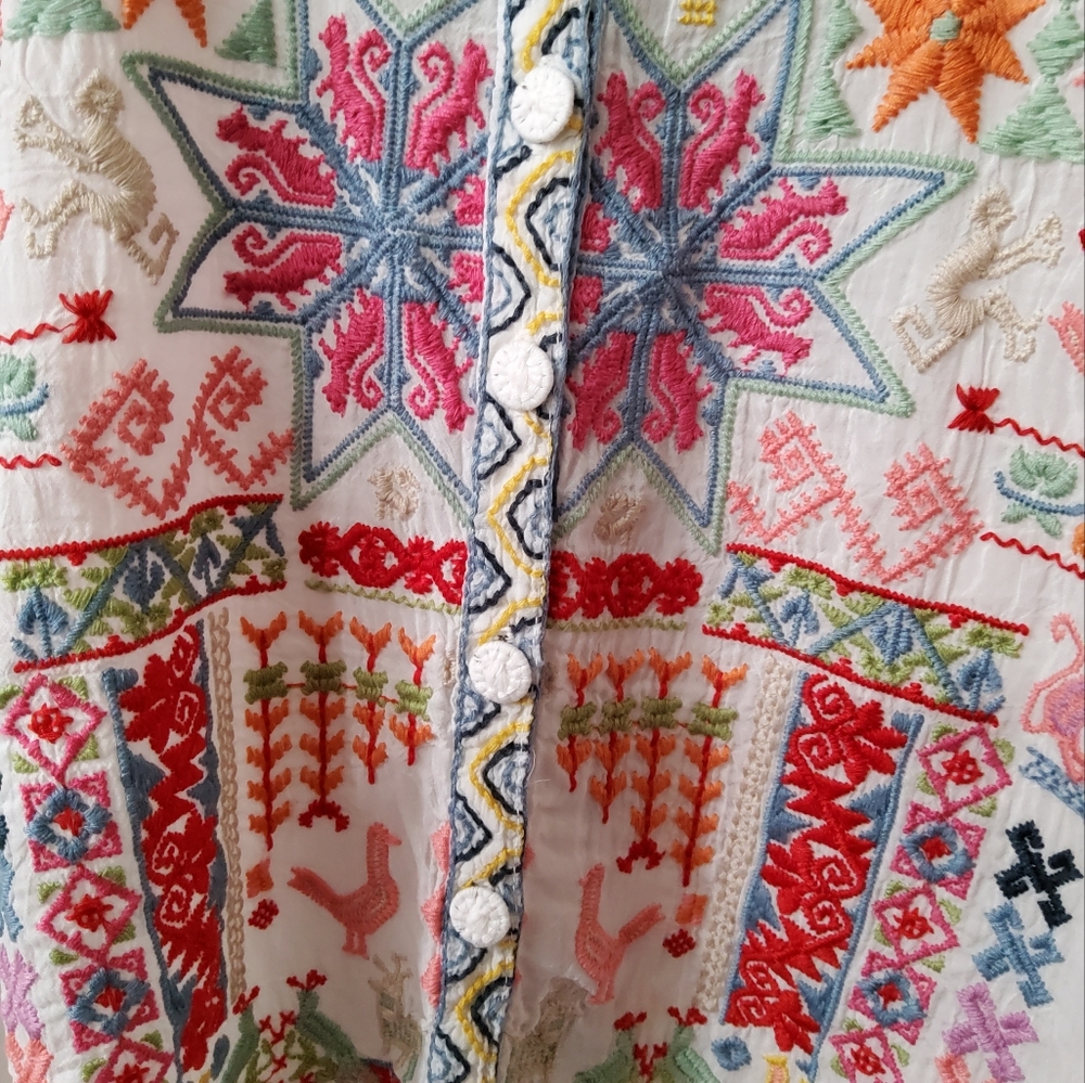 Johnny Was Xylia Embroidered Button Front Blouse Size L - Picture 8 of 11